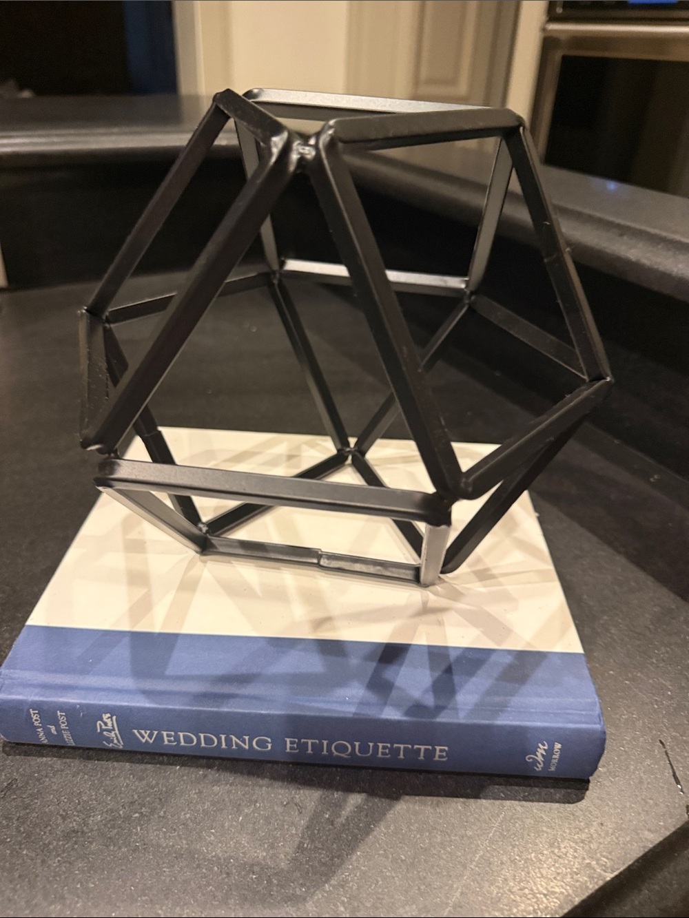 Modern Geometric Metal Home Accent - Black
